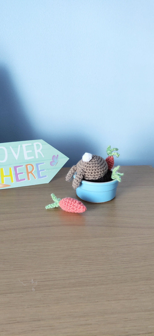 Spring Bunny in Plant Pot, Easter Decorations, Crochet Bunny, Artificial Indoor Plant in Pot, Easter Gift, Spring Plant, Fake Plant in Pot