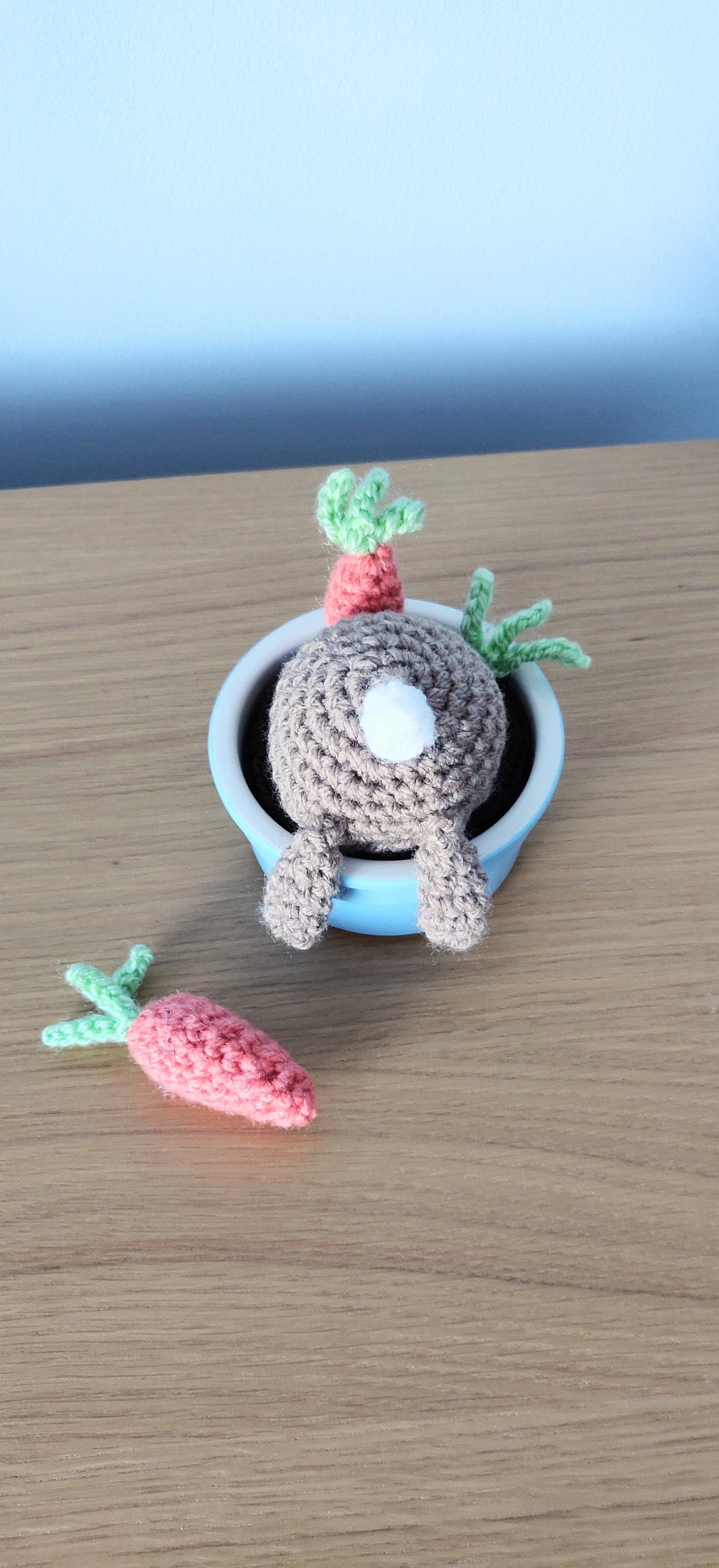 Spring Bunny in Plant Pot, Easter Decorations, Crochet Bunny, Artificial Indoor Plant in Pot, Easter Gift, Spring Plant, Fake Plant in Pot