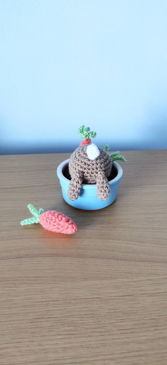 Spring Bunny in Plant Pot, Easter Decorations, Crochet Bunny, Artificial Indoor Plant in Pot, Easter Gift, Spring Plant, Fake Plant in Pot
