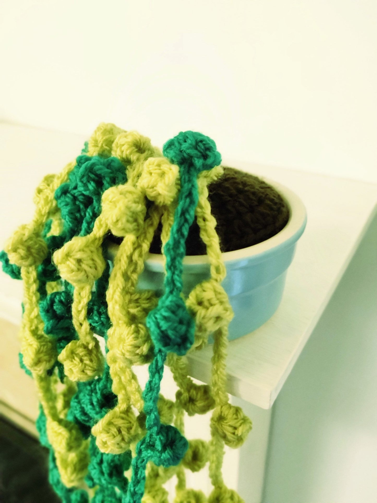 Crochet String of Pearls Plant, Crochet Artificial Hanging Plant, Green House Plant, Trailing Houseplant, Plant Gift, Fake Plant in Pot