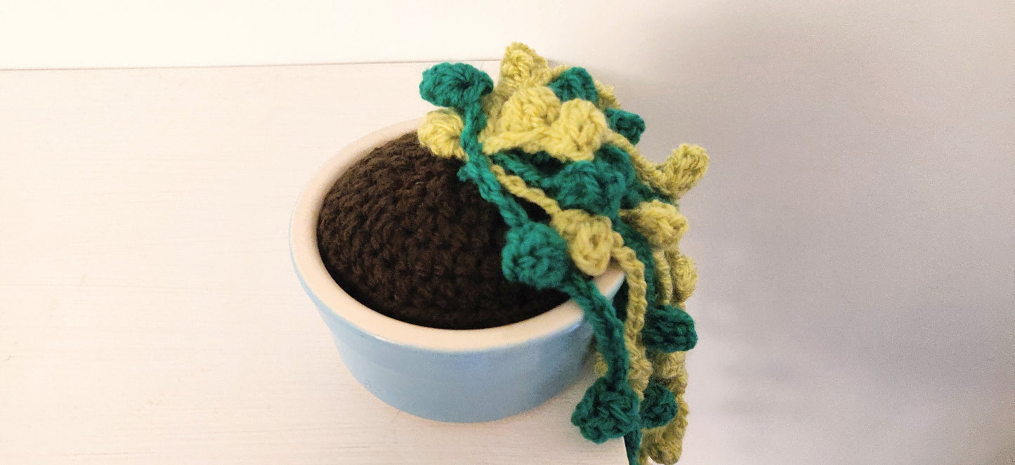 Crochet String of Pearls Plant, Crochet Artificial Hanging Plant, Green House Plant, Trailing Houseplant, Plant Gift, Fake Plant in Pot