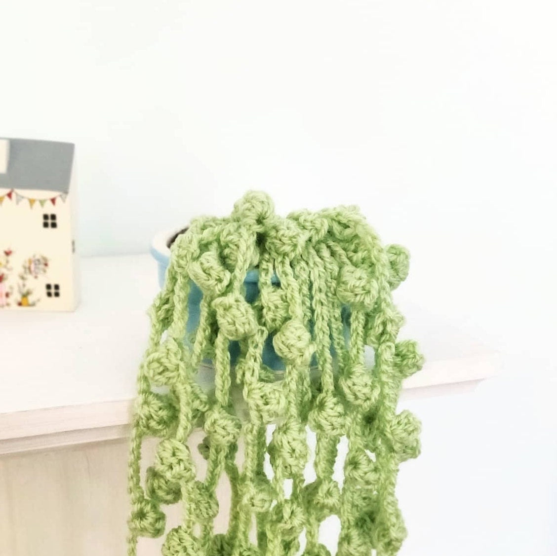 Crochet String of Pearl Plant, Artificial Trailing Plant, Artificial Houseplant, Artificial Hanging Plant, Plant Gift, Fake Plant in Pots