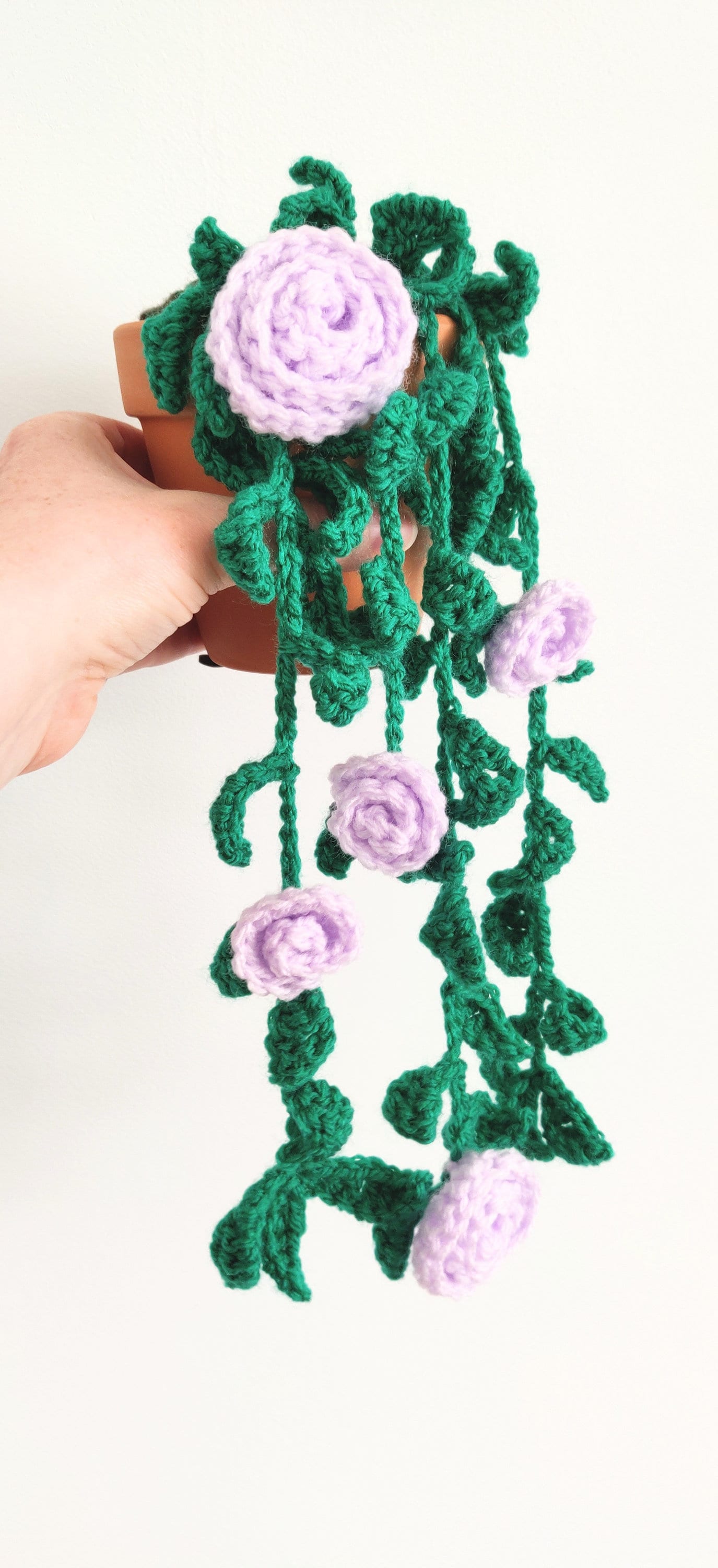 Hanging Artificial Roses, Crochet Artificial Roses, Artificial Flower Arrangement, Trailing Houseplant, Rose Plant Gift, Fake Roses in Vase