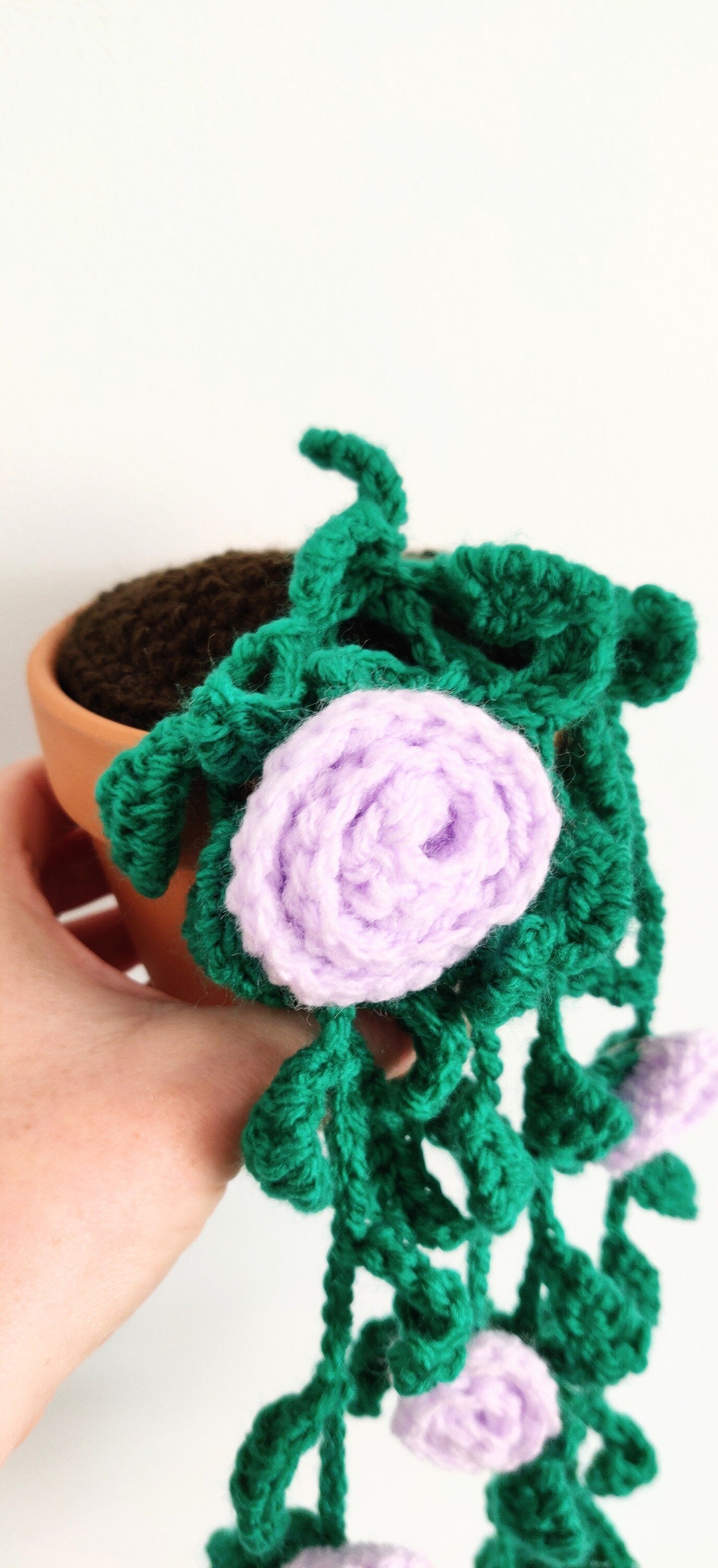 Hanging Artificial Roses, Crochet Artificial Roses, Artificial Flower Arrangement, Trailing Houseplant, Rose Plant Gift, Fake Roses in Vase