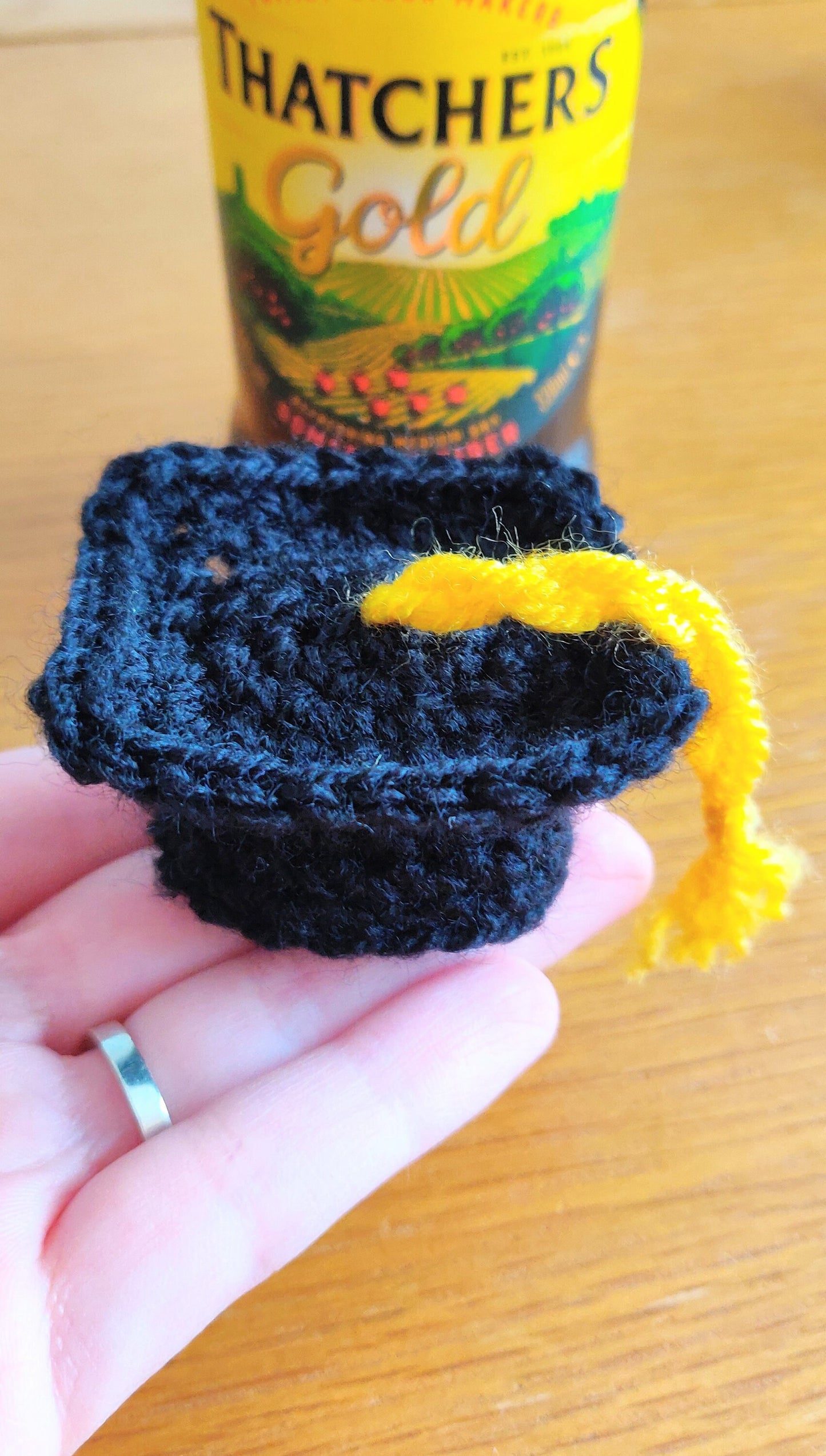 Crochet Graduation Cap Bottle Topper, Mortarboard Gift