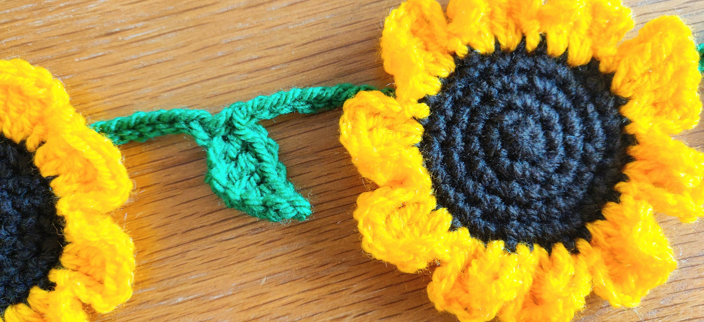 Crochet Sunflower Garland: Yellow Flower Bunting, Summer Decor