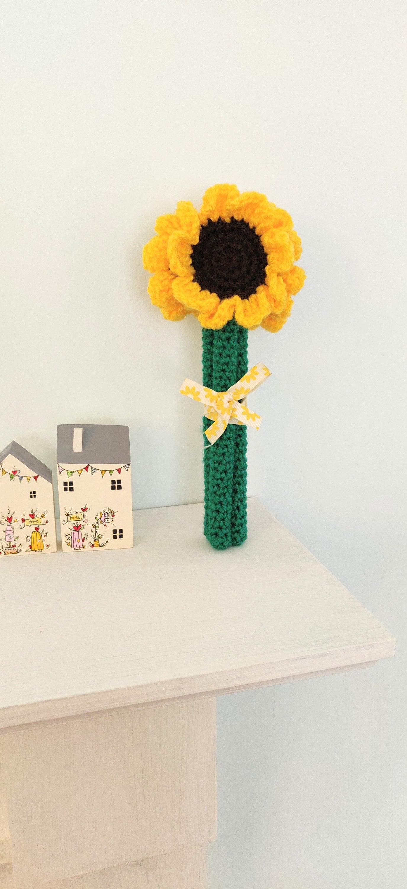 Artificial Sunflowers, Crochet Sunflower Gift, Sunflower Vase, Flower Decorations, Sunflower Gift, Yellow Sunflowers, Fake Sunflower Vase