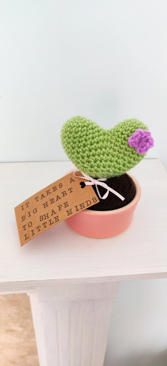 Heart Cactus Teacher Appreciation Gift, Personalised Teacher Gift, Flower Gift, Plant Pot Gift, Teacher Planter, Cactus Gift, Fake Plant