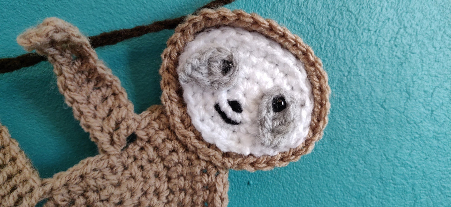 Crochet Sloth Bunting, Sloth Gift, Sloth Birthday Decoration, Sloth Gifts for Her, Sloth Garland, Sloth Life, Sloth Theme Decorations