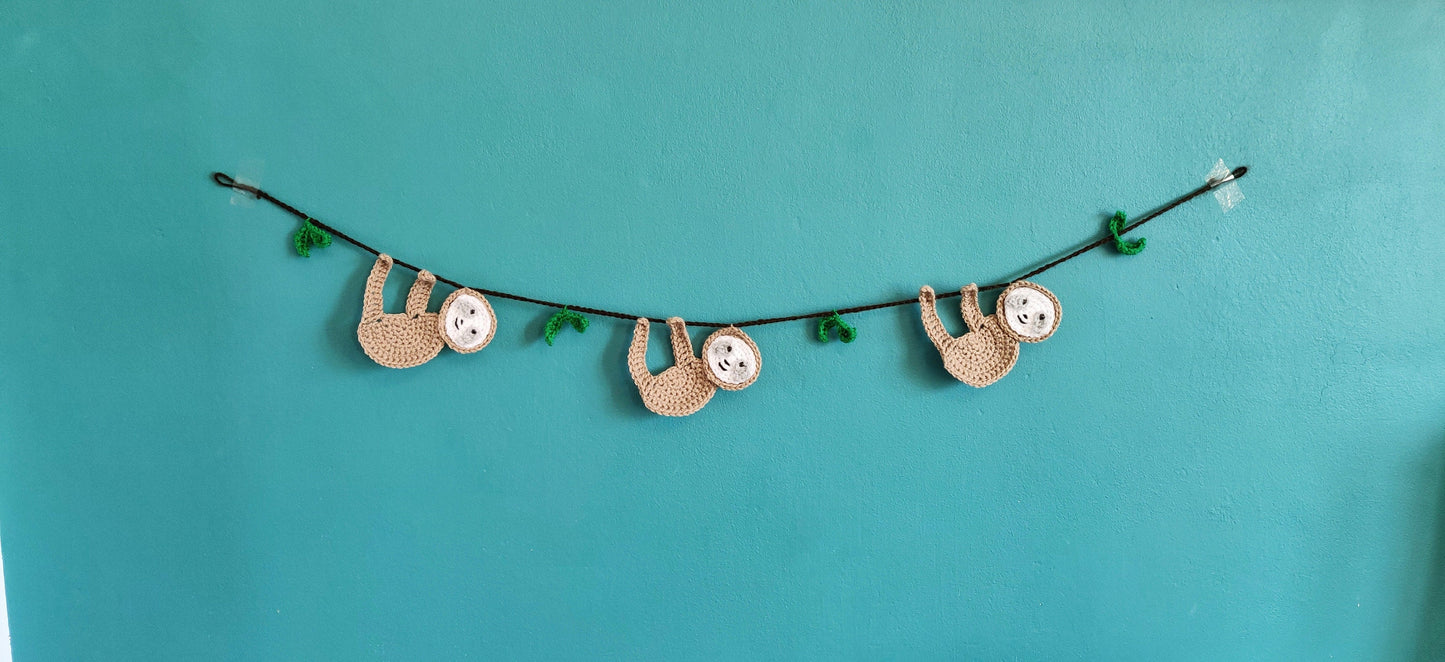 Crochet Sloth Bunting, Sloth Gift, Sloth Birthday Decoration, Sloth Gifts for Her, Sloth Garland, Sloth Life, Sloth Theme Decorations