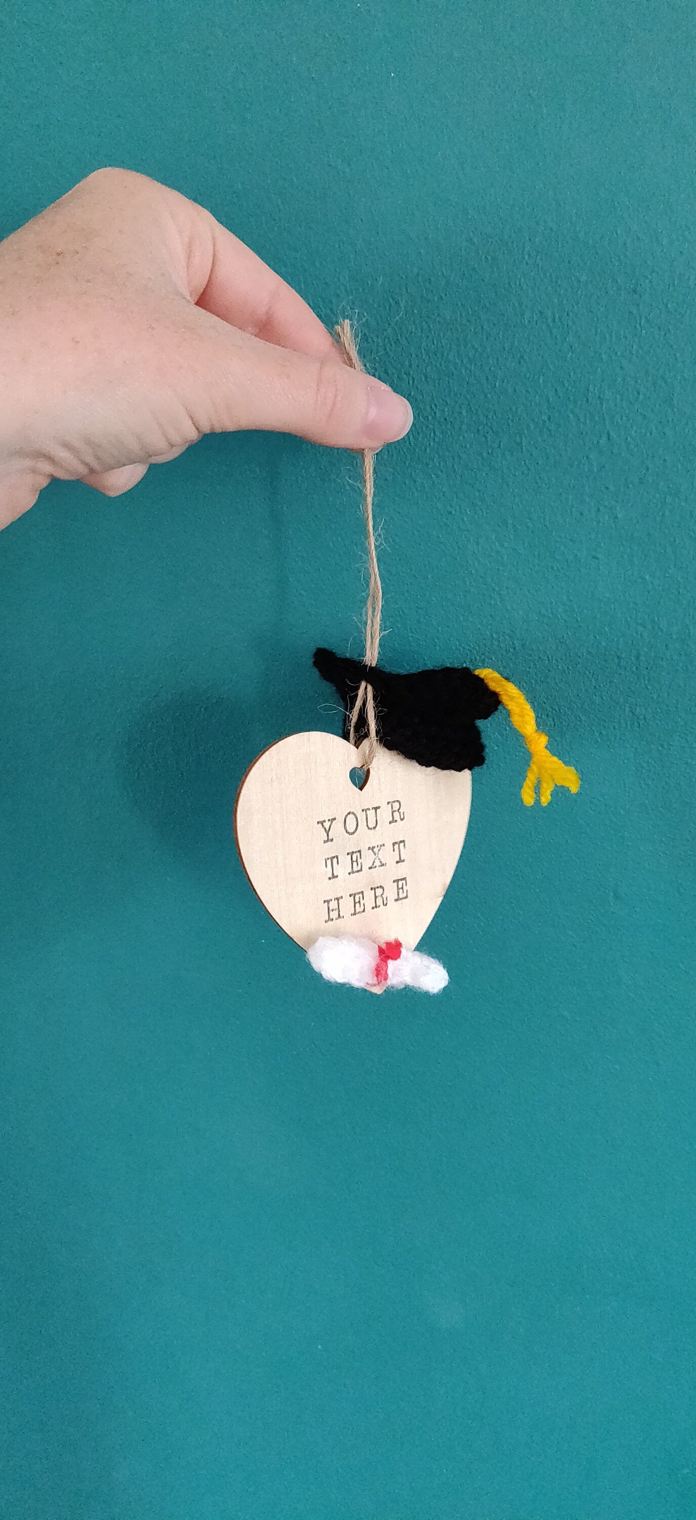 Graduation Cap Hanging Sign, Unique Graduation Gift, Personalised Graduation Present for Her, Graduation Heart Sign, Wooden Graduation