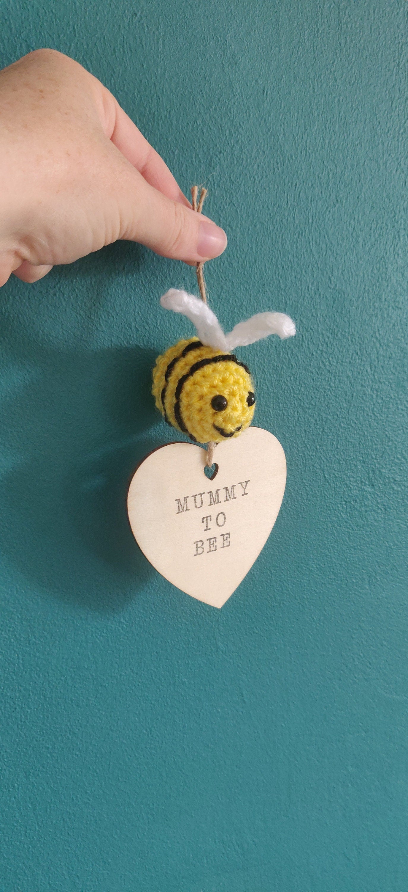 Crochet Bumblebee Wooden Mummy To Bee Sign, Baby Shower Gift
