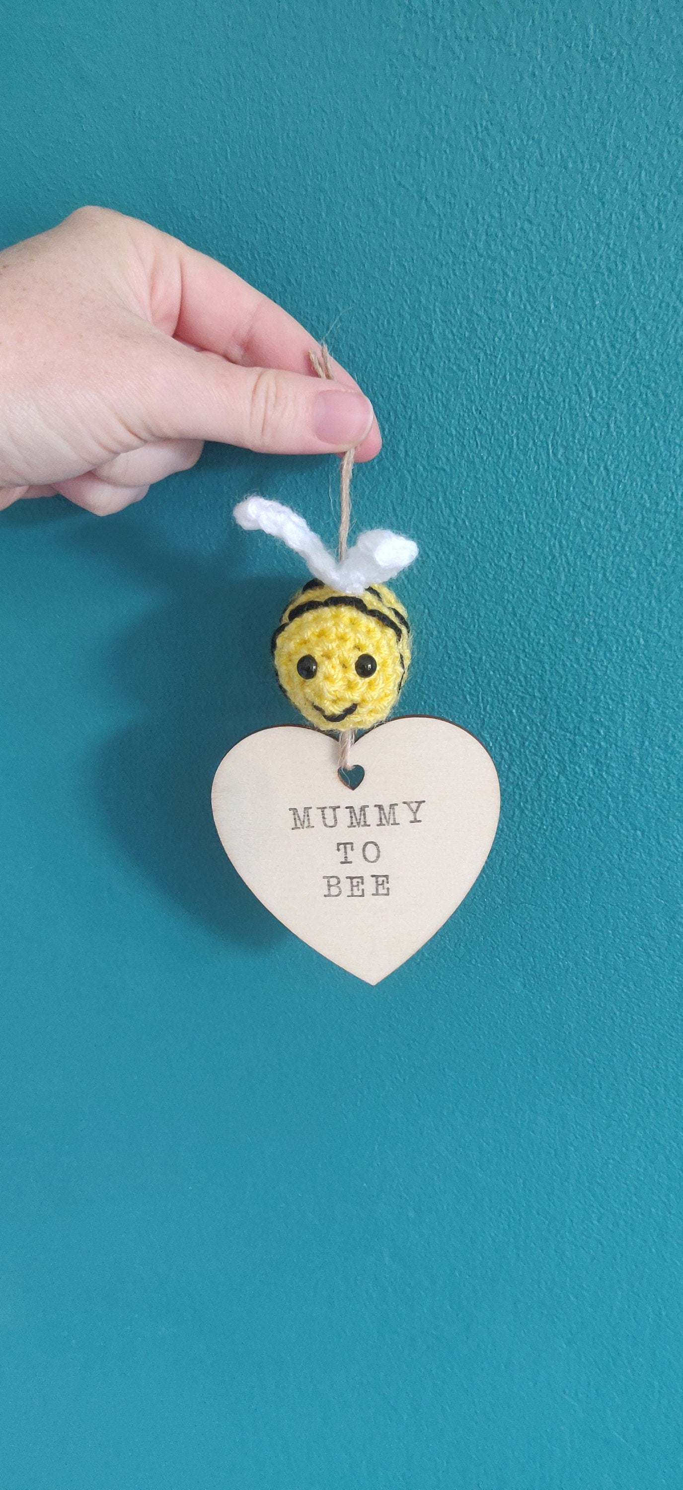 Crochet Bumblebee Wooden Mummy To Bee Sign, Baby Shower Gift