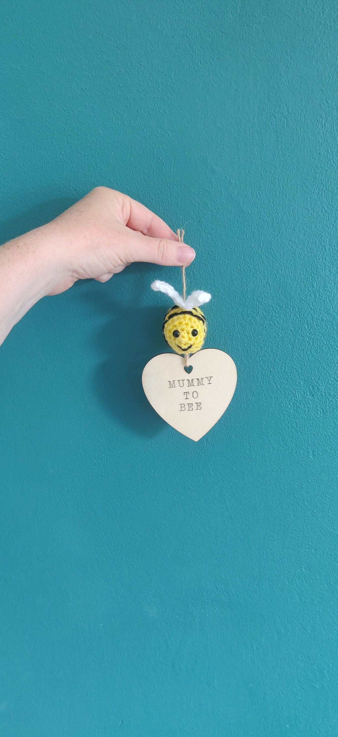 Crochet Bumblebee Wooden Mummy To Bee Sign, Baby Shower Gift