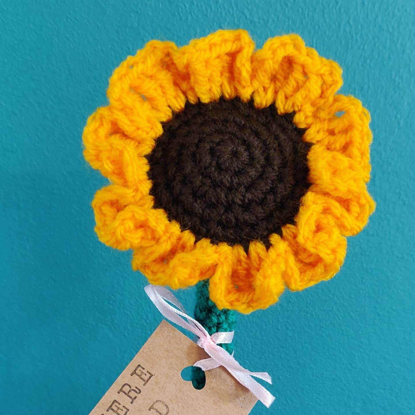 Crochet Sunflower Teacher Gift, Personalised Artificial Flower