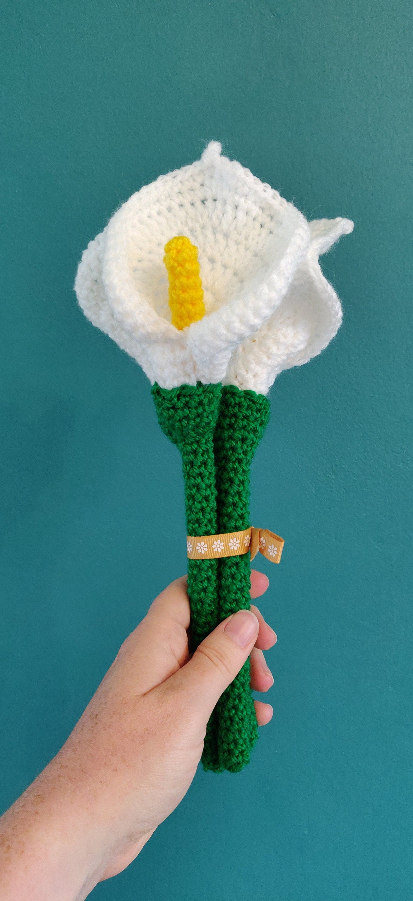 Mother's Day Gift, Artificial Calla Lilly Bouquet, Crochet Calla Lily Gift, White Calla Lilly Bulb, Flower Arrangement, Fake Lillies Flowers