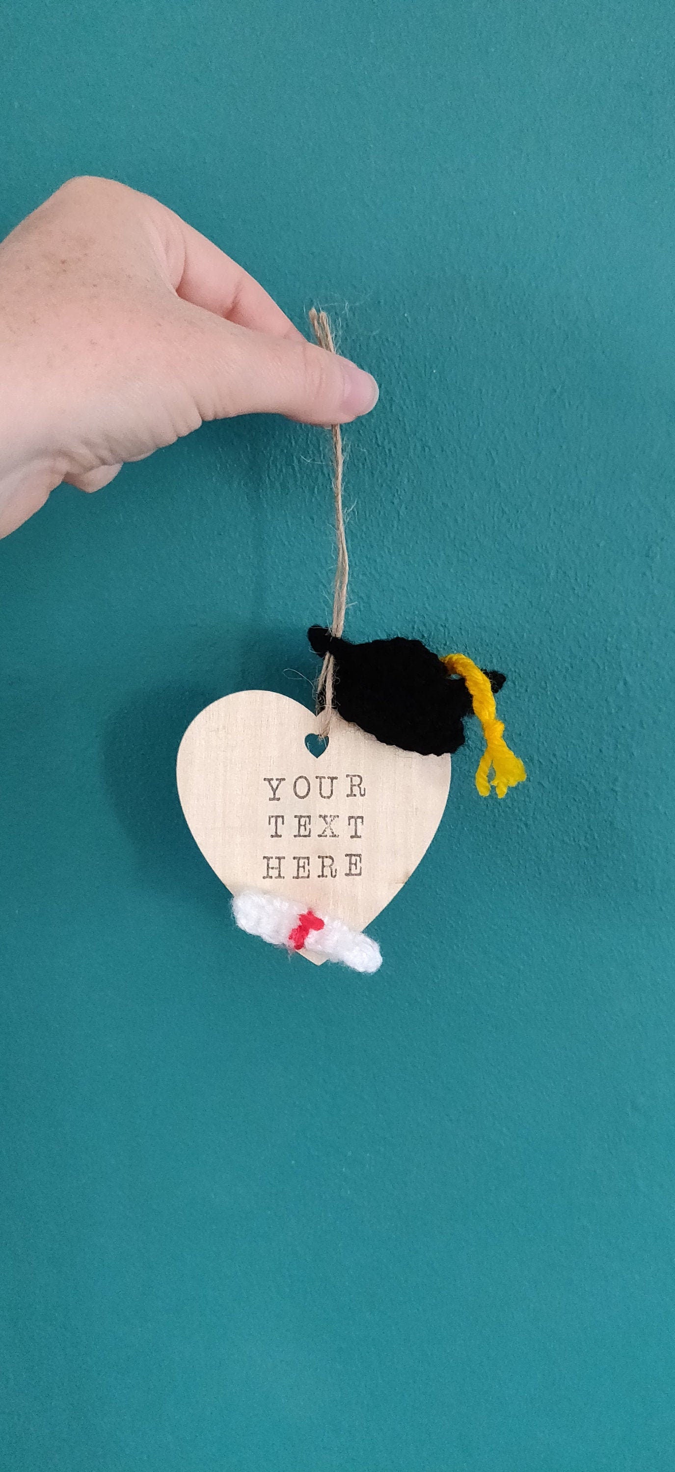 Graduation Cap Hanging Sign, Unique Graduation Gift, Personalised Graduation Present for Her, Graduation Heart Sign, Wooden Graduation