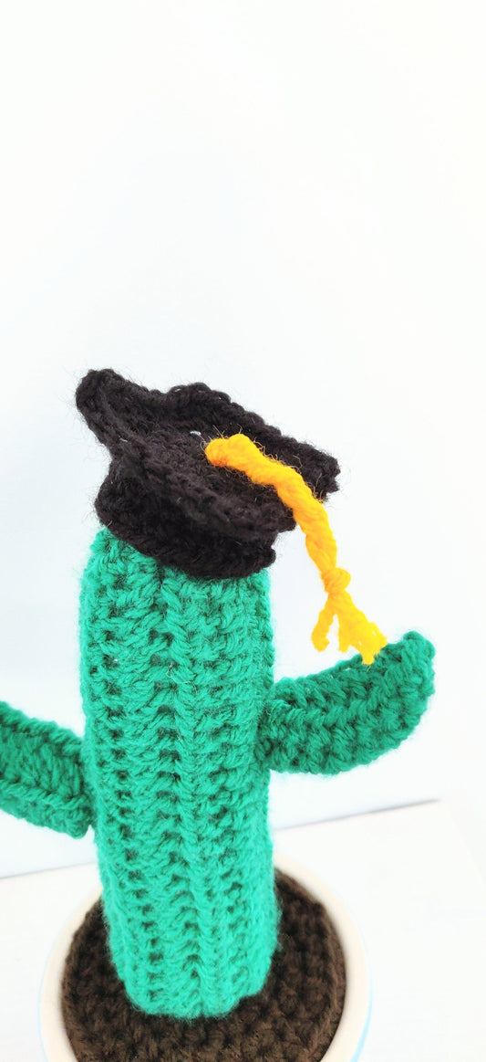 Crochet Graduation Cactus Gift: Mortarboard Leavers Present