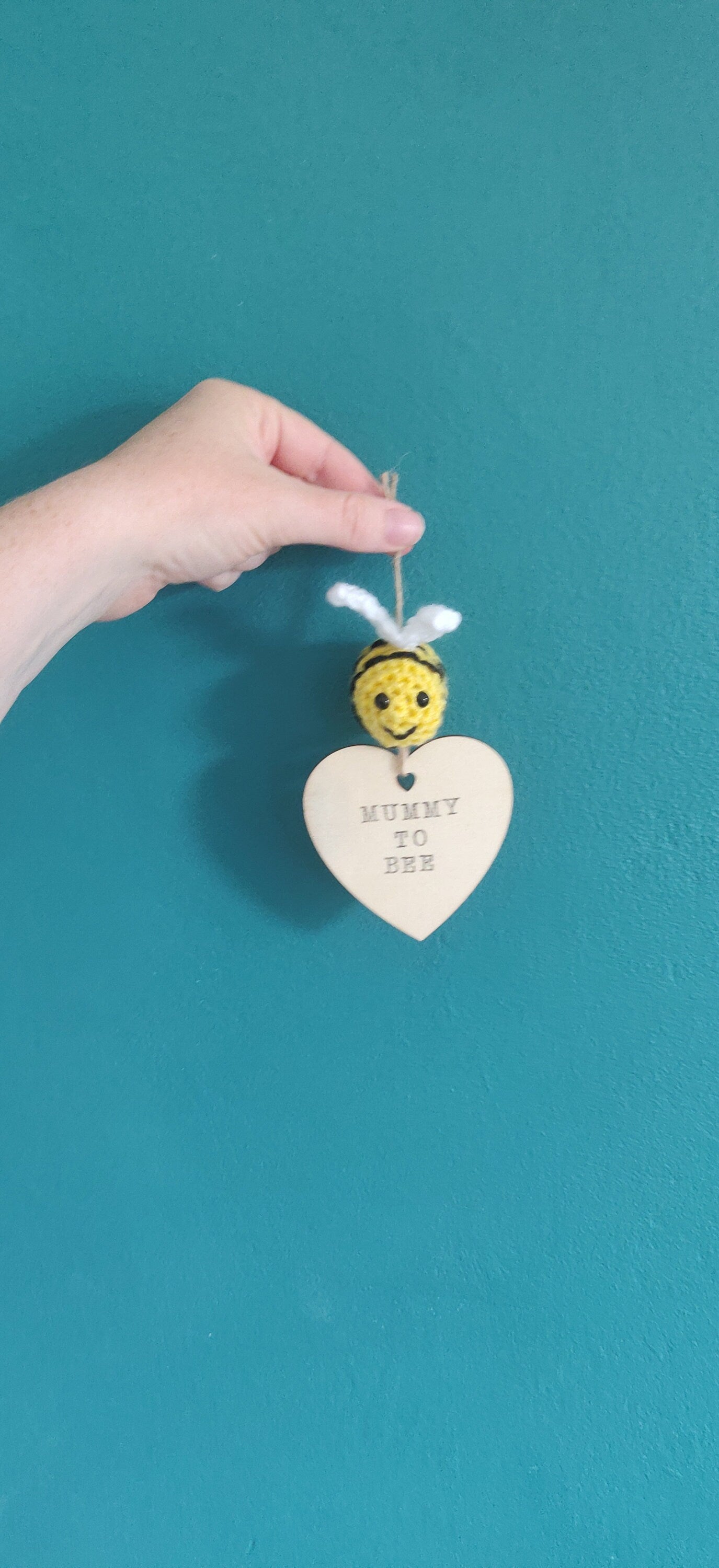 Crochet Bumblebee Wooden Mummy To Bee Sign, Baby Shower Gift