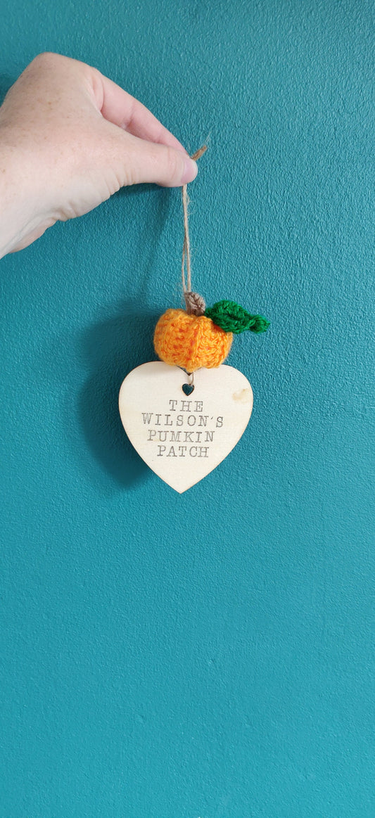 Personalized Pumpkin Patch Wooden Sign: Crochet Pumpkin Autumn Decor