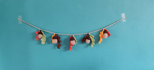 Autumn Leaf and Acorn Bunting, Autumn Garland, Acorn Ornaments, Acorn Home Decor, Autumn Decorations, Autumn Aesthetic, Autumn Leaf Garland