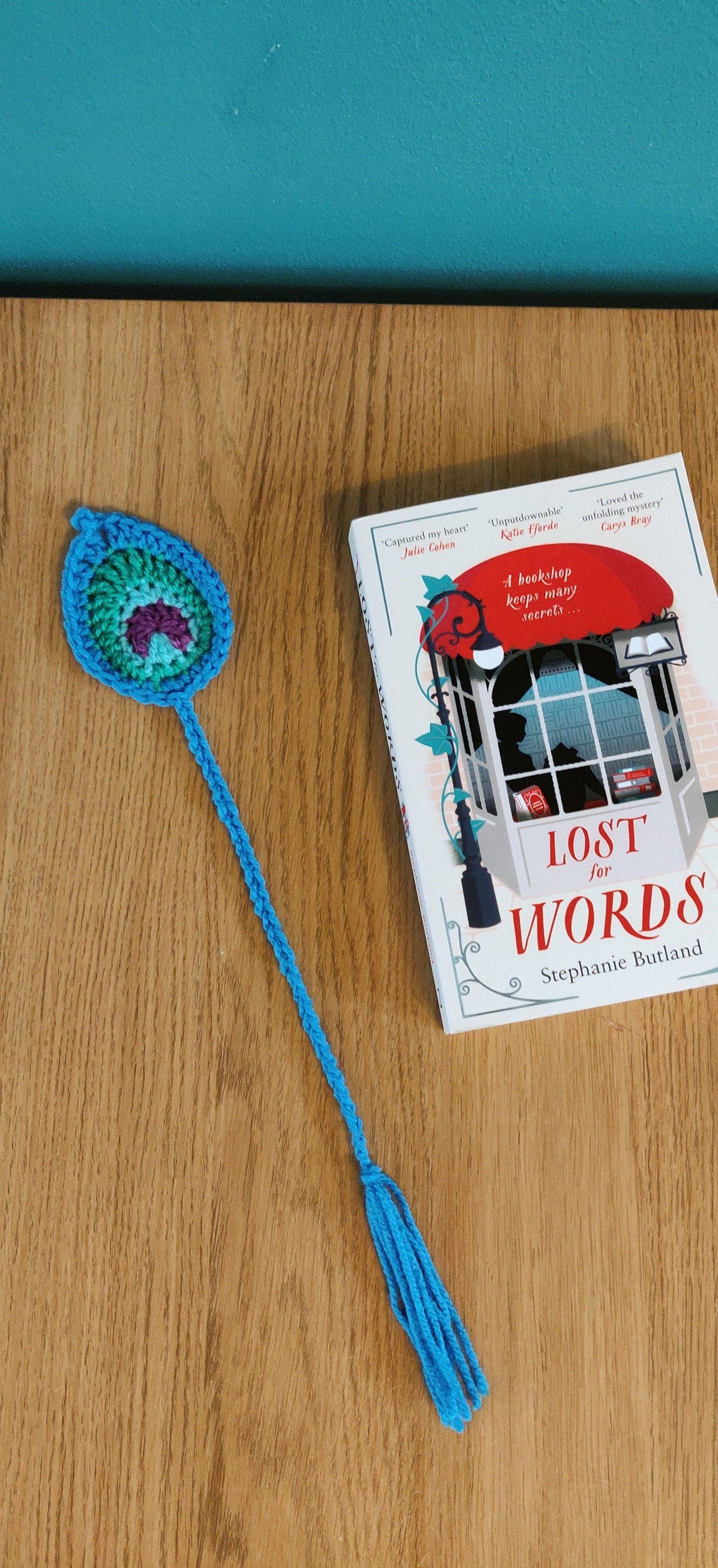 Peacock Feathers Bookmark, Crochet Bookmark, Peacock Feather Gift, Book Accessories Gift, Book Lover Gift, Book Gift, Book Worm Present