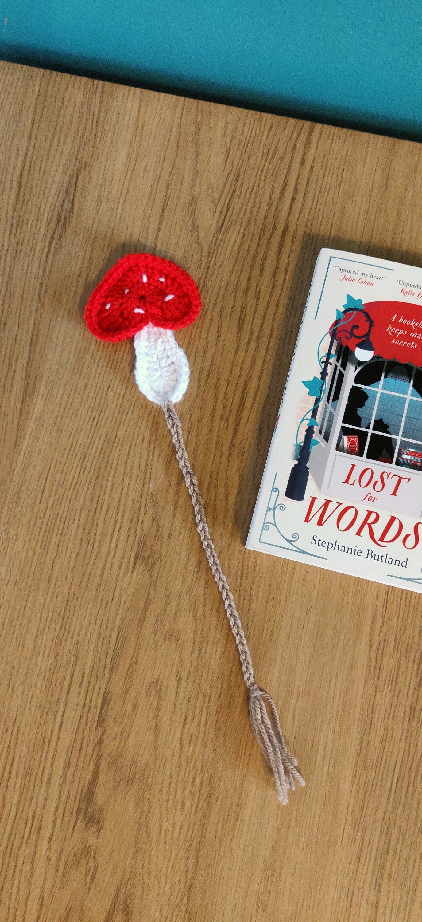 Toadstool Bookmark, Crochet Toadstool Gift, Book Accessories, Crochet Mushroom Bookmark, Red Mushroom Gift, Bookworm Gift, Book Lovers Gift