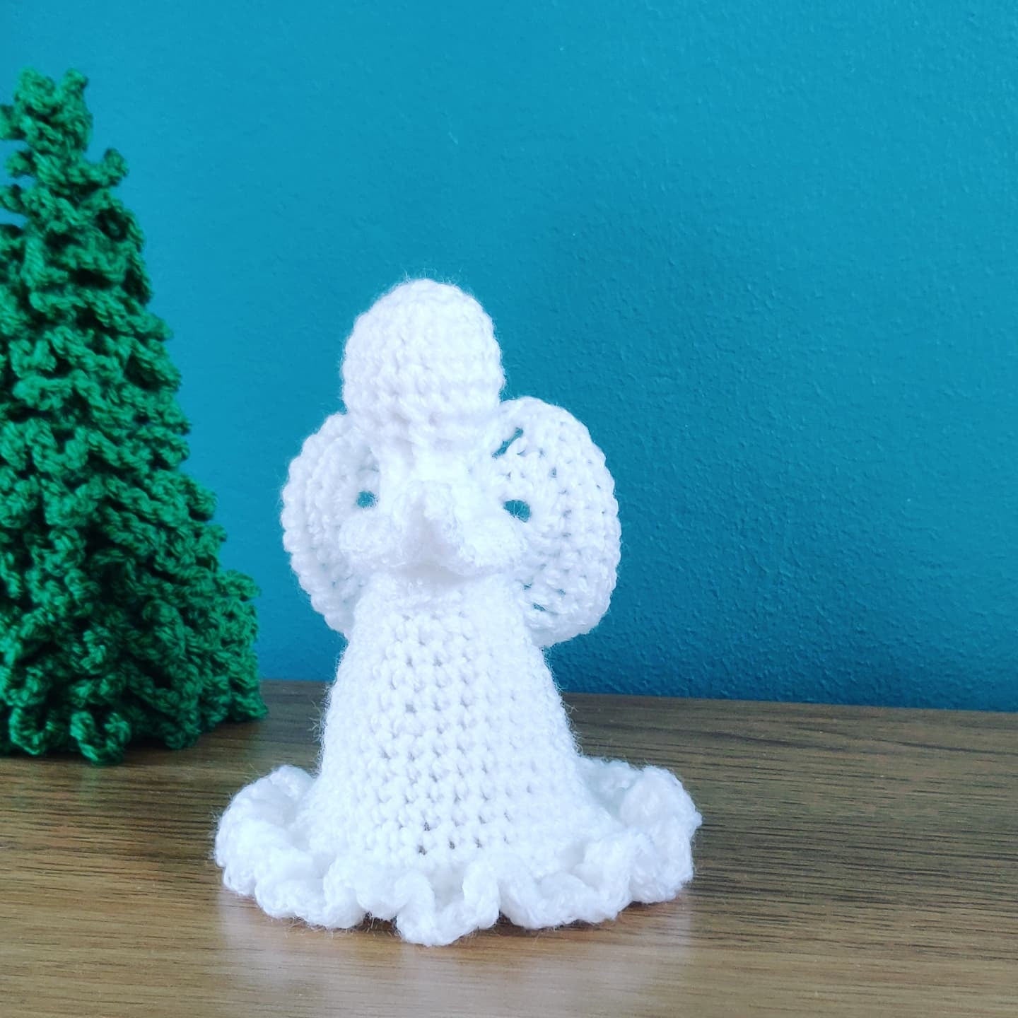 Crochet Angel Christmas Tree Topper, White Memorial Ornament