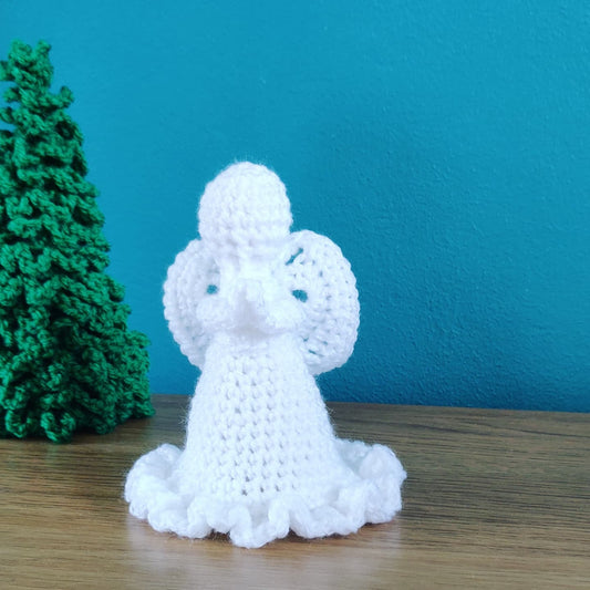 Crochet Angel Christmas Tree Topper, White Memorial Ornament