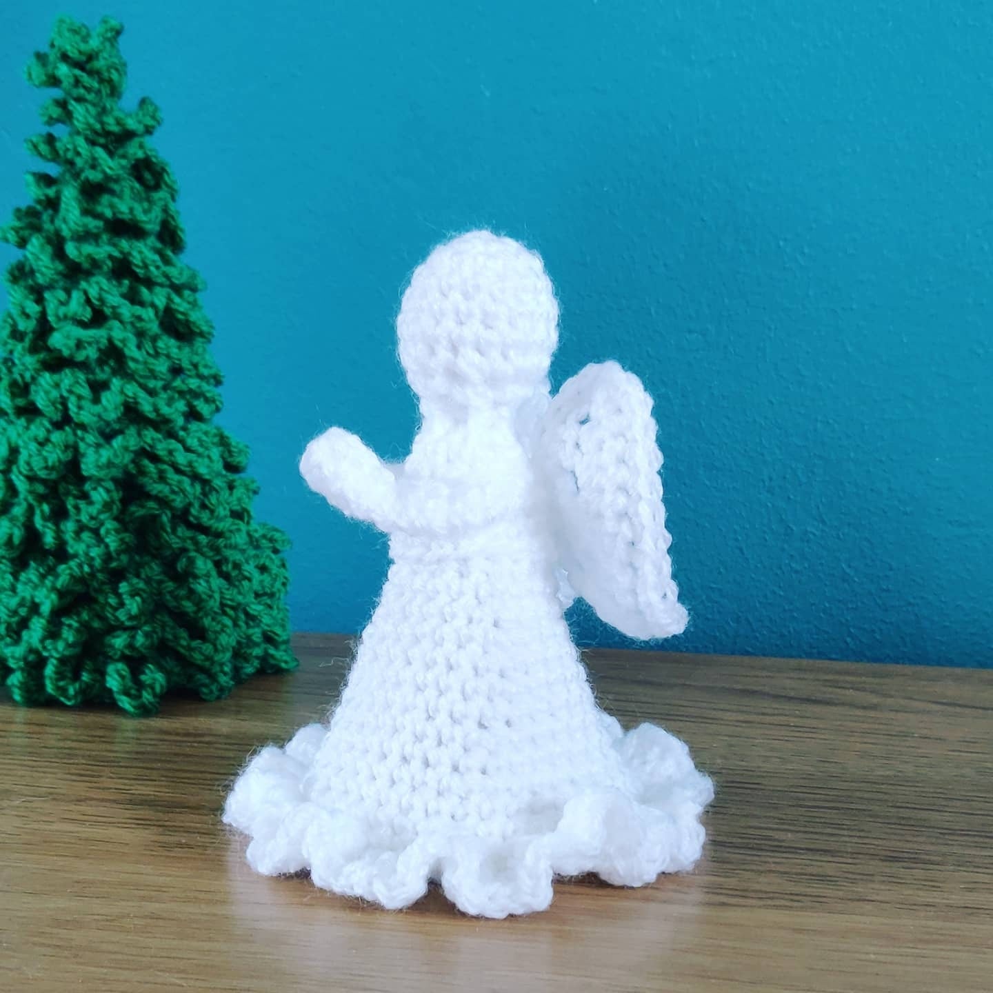 Crochet Angel Christmas Tree Topper, White Memorial Ornament
