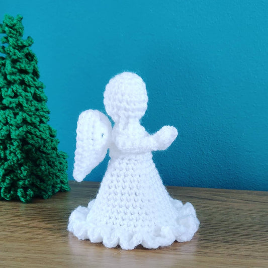 Crochet Angel Christmas Tree Topper, White Memorial Ornament
