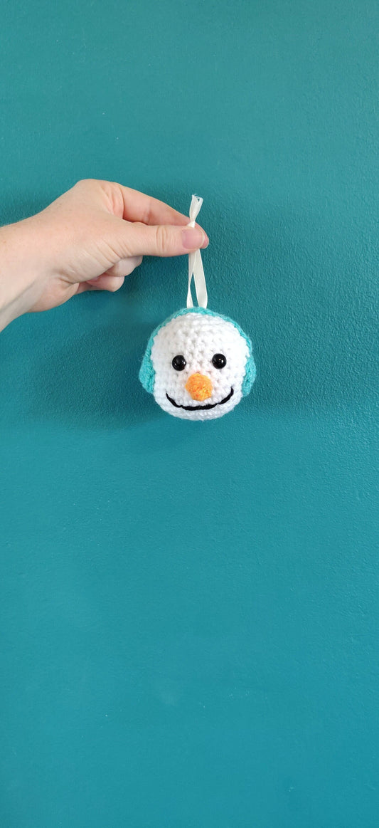 Crochet Snowman Ornament: Christmas Tree Bauble