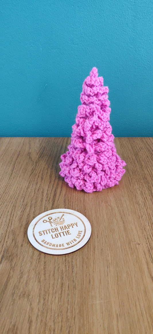 Crochet Mini Pink Christmas Tree, Christmas Table Centrepiece, Christmas Tree Decoration, Winter Wonderland, Mini Christmas Tree Decoration