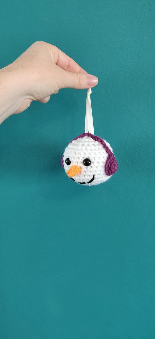 Snowman Decoration, Crochet Snowman Face, Snowman Bauble, Christmas Snowman Ornament, Christmas Tree Baubles, Christmas Tree Decorations