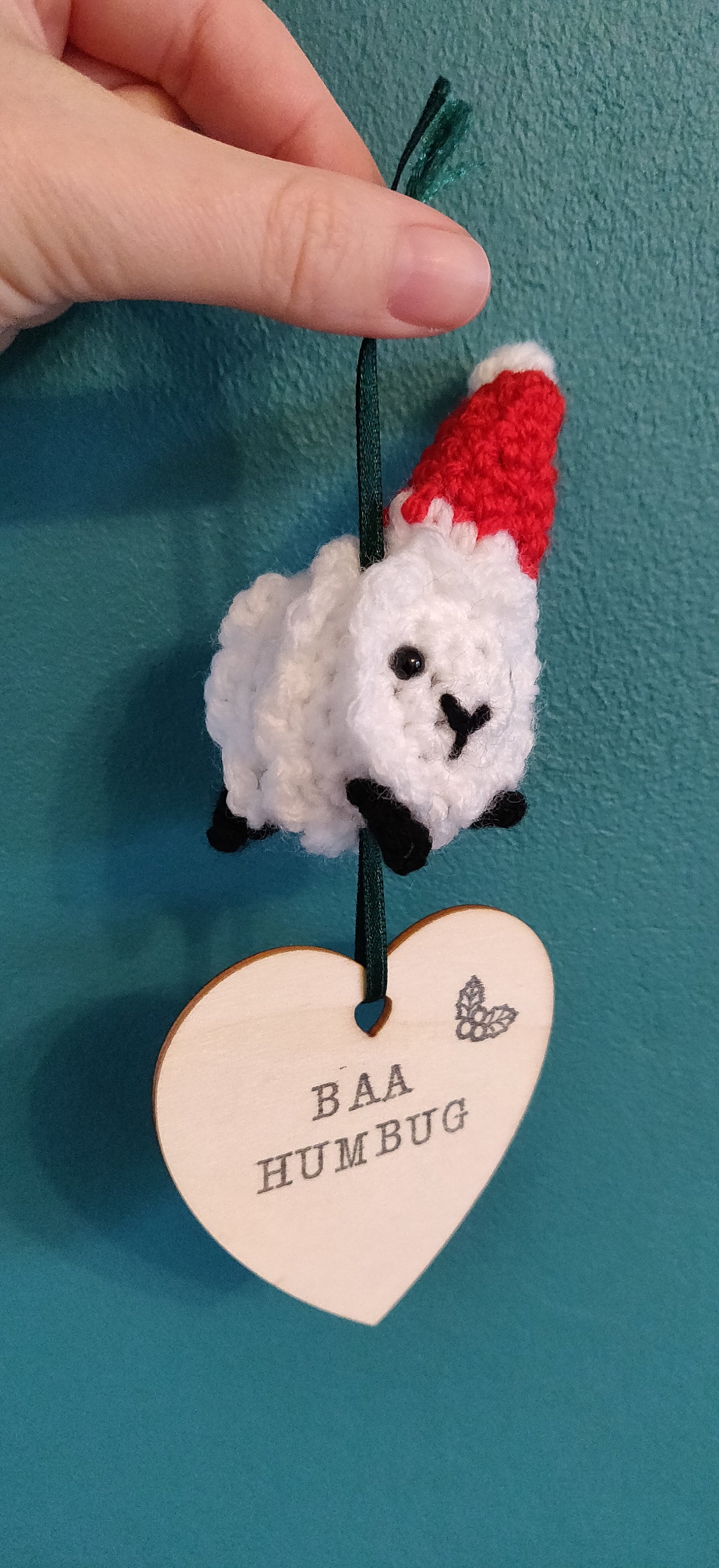 Crochet Sheep Baa Humbug Ornament: Funny Scrooge Gift