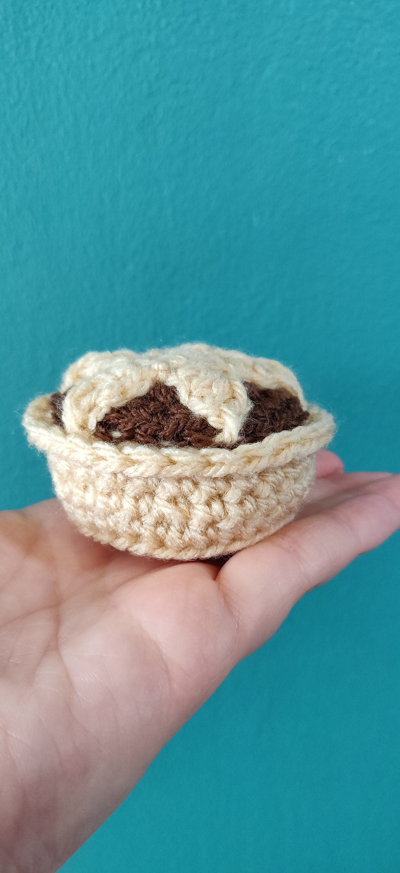 Crochet Mince Pie Christmas Tree Ornament, Handmade Foodie Gift