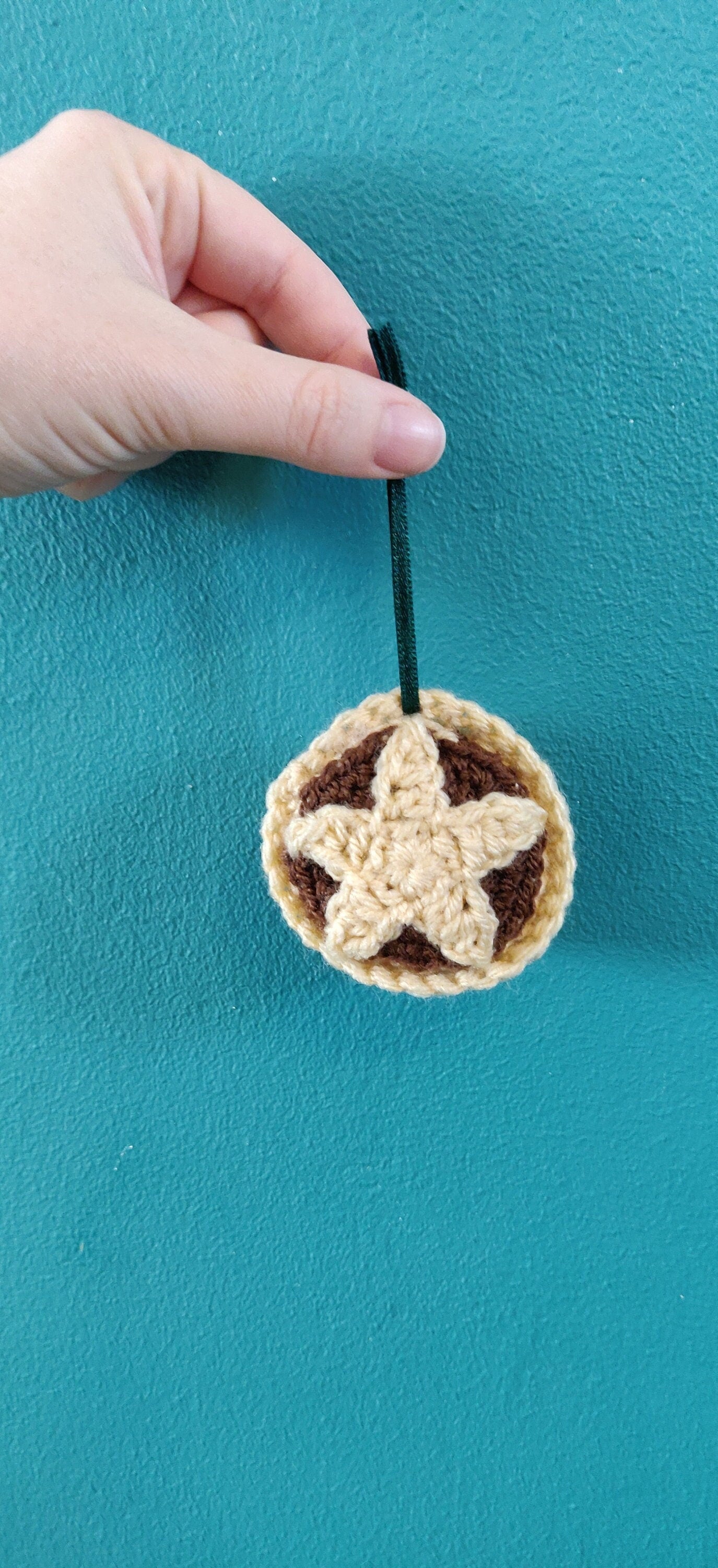 Crochet Mince Pie Christmas Ornament, Handmade Holiday Decor