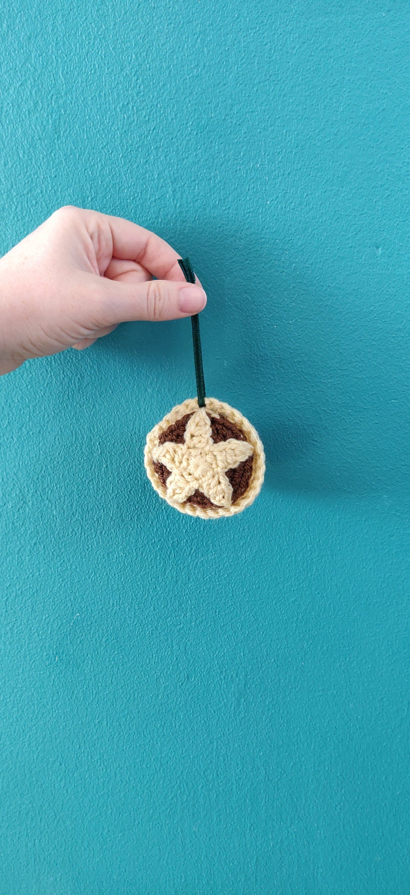 Crochet Mince Pie Christmas Tree Ornament, Handmade Foodie Gift