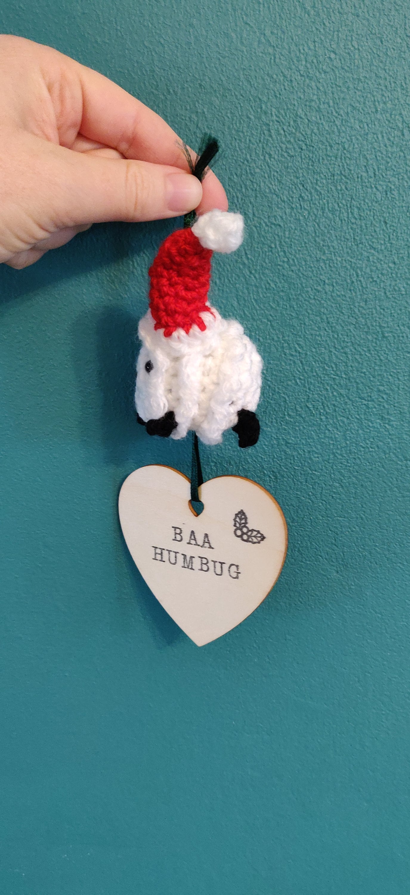 Crochet Sheep Baa Humbug Ornament: Funny Scrooge Gift
