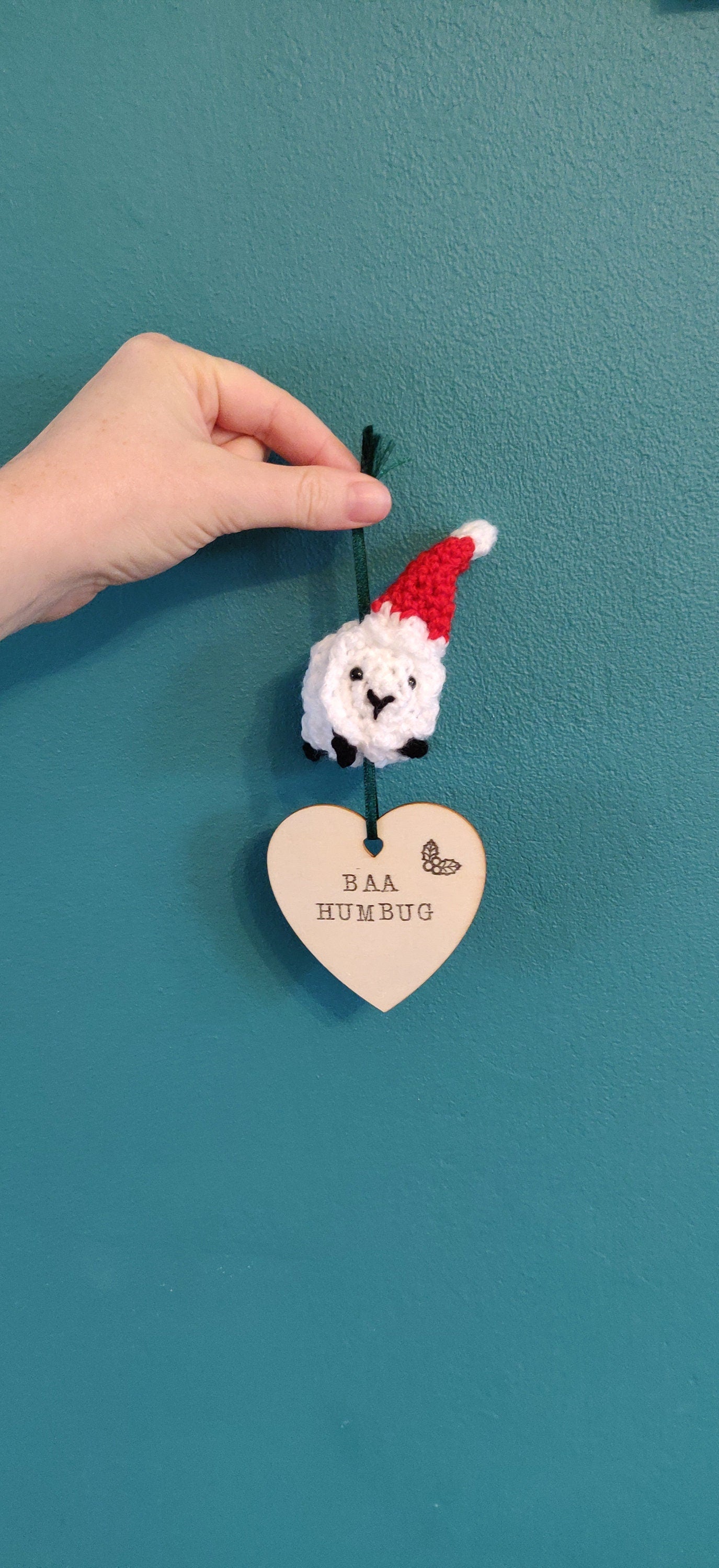Crochet Sheep Baa Humbug Ornament: Funny Scrooge Gift