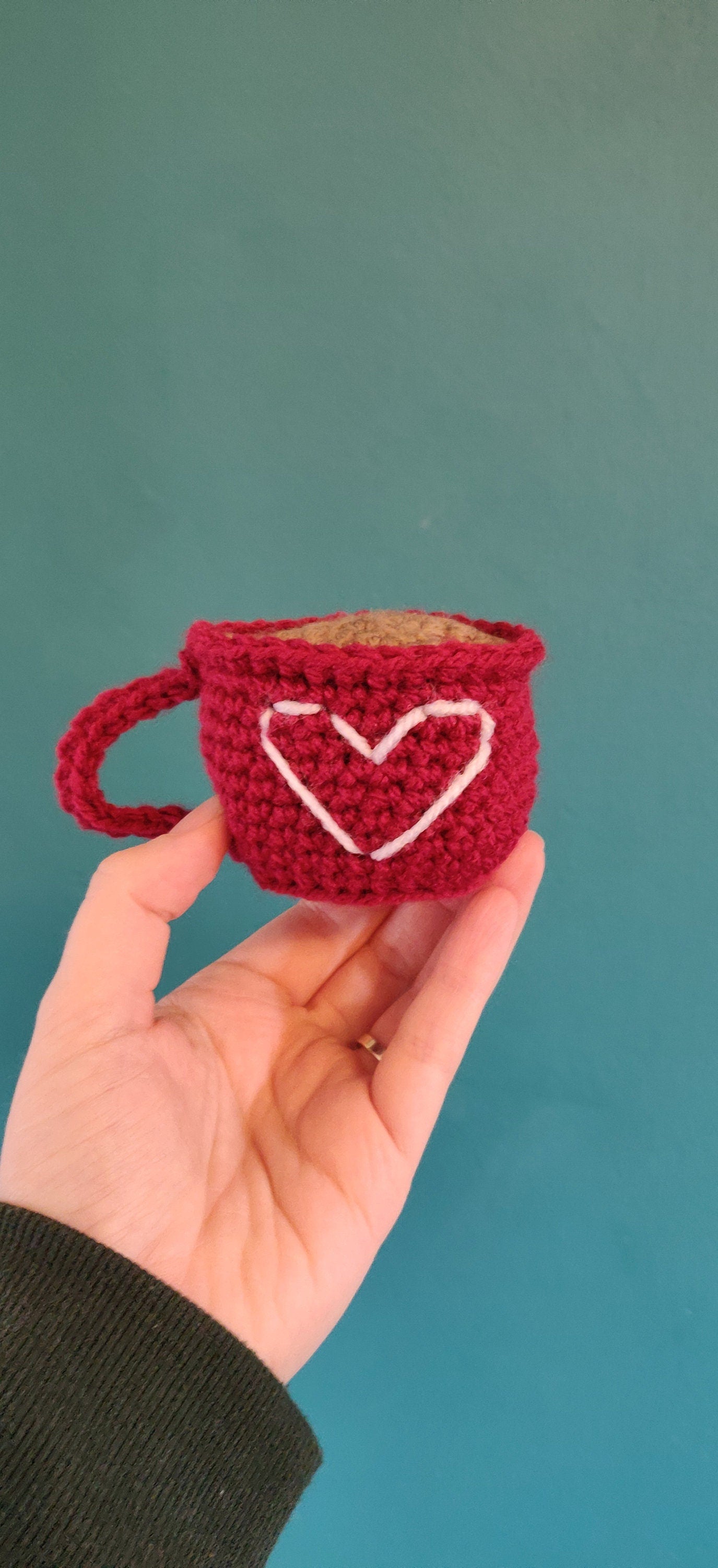 Valentine's Mug Decoration, Valentine's Coffee Gift, Valentine's Tea Gift, Hot Cocoa Mug, Valentine's Door Hanger, Heart Cup Decoration