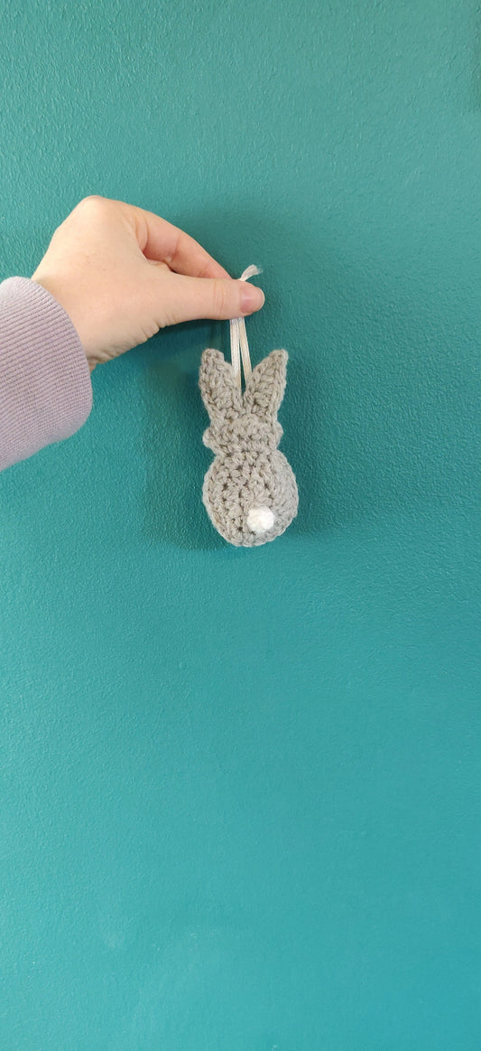 Easter Bunny Hanging Decoration, Brown Bunny Gift, Easter Tree Ornament, Spring Decoration, Easter Gift, Grey Bunny Decor, Crochet Bunny