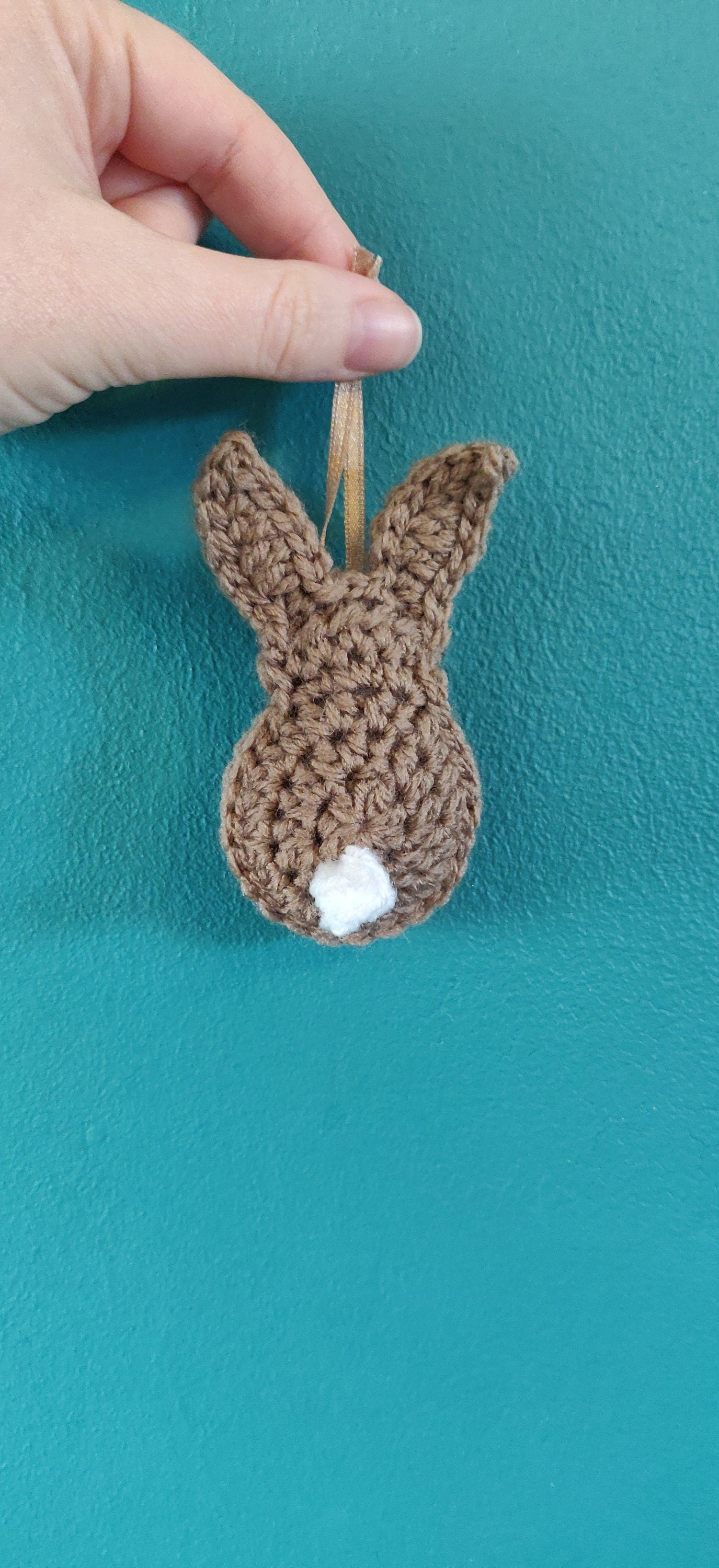 Easter Bunny Hanging Decoration, Brown Bunny Gift, Easter Tree Ornament, Spring Decoration, Easter Gift, Grey Bunny Decor, Crochet Bunny