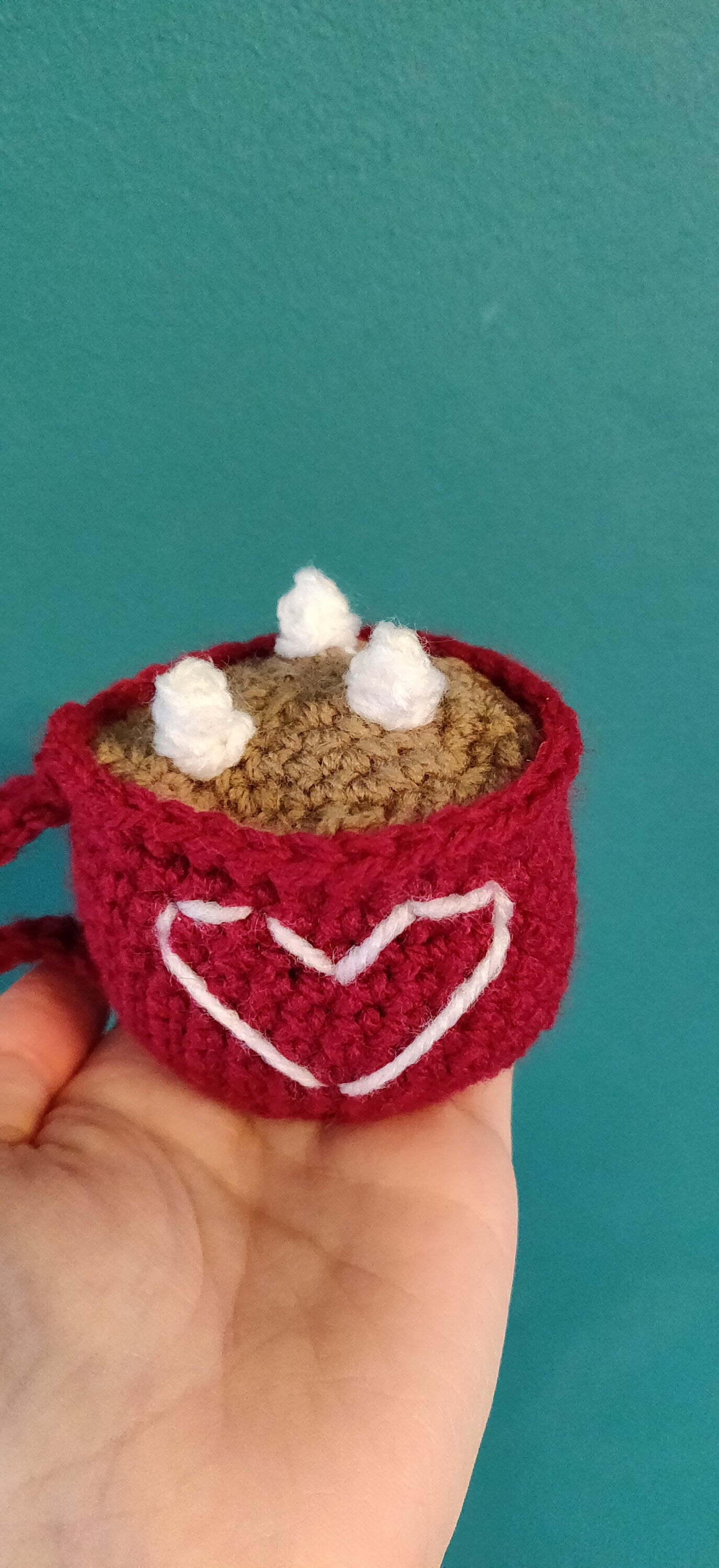 Crochet Hot Chocolate Mug, Hot Cocoa Station Decorations, Christmas Tree Decor, Chocolate Lovers Gift, Valentine's Marshmallow Mug Ornament