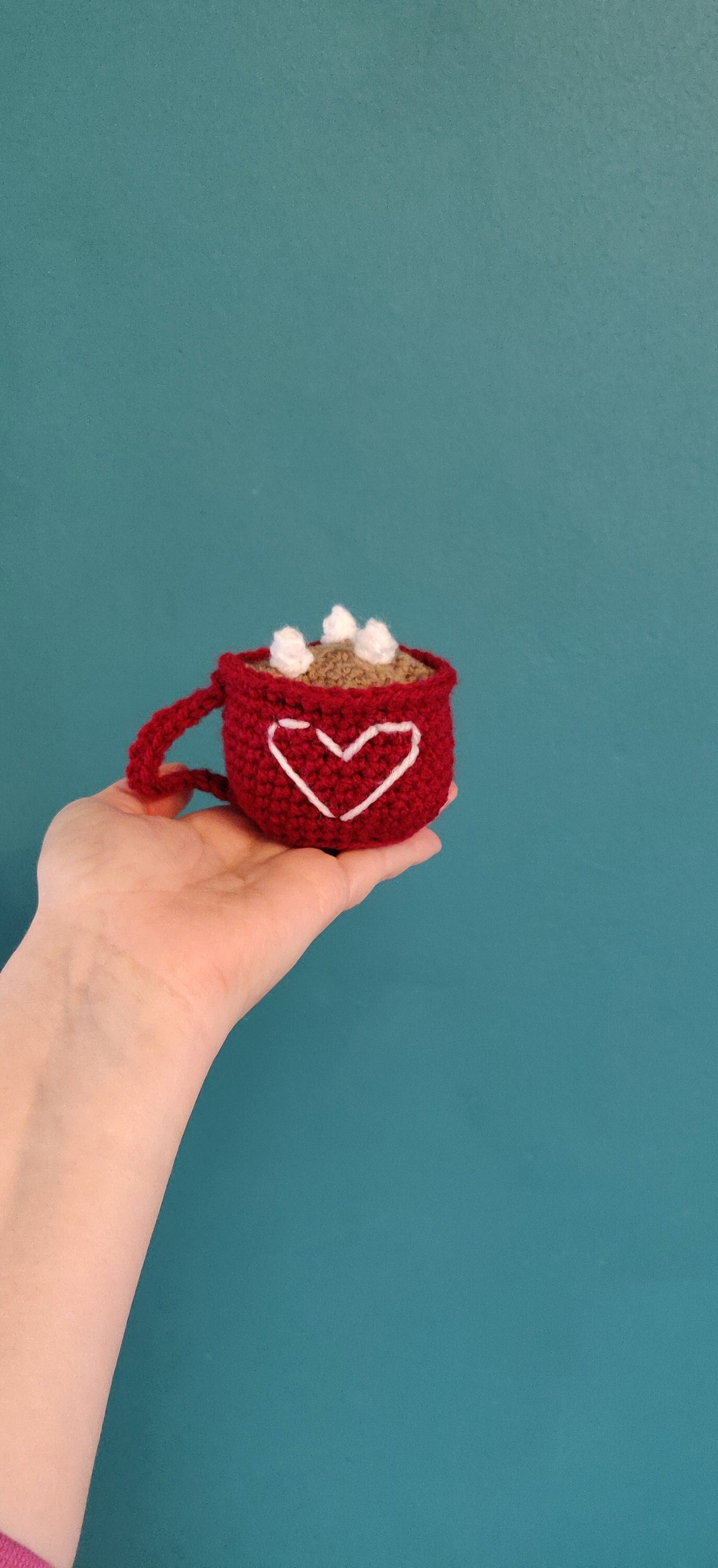Crochet Hot Chocolate Mug, Hot Cocoa Station Decorations, Christmas Tree Decor, Chocolate Lovers Gift, Valentine's Marshmallow Mug Ornament