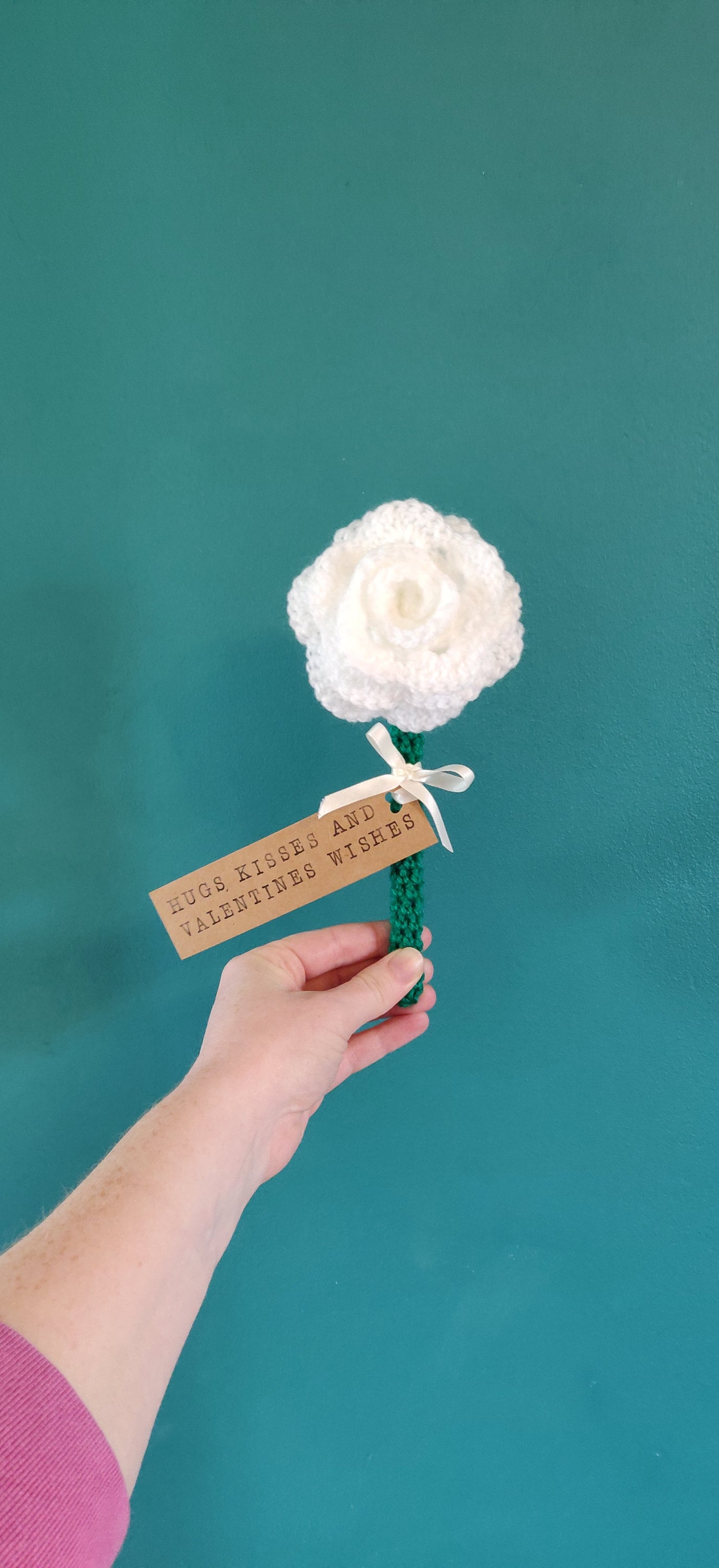 Valentine's Rose, Valentine Gift, Artificial White Rose Flower Ornament, Artificial Flowers, Romantic Gift, Personalised Valentine's Present