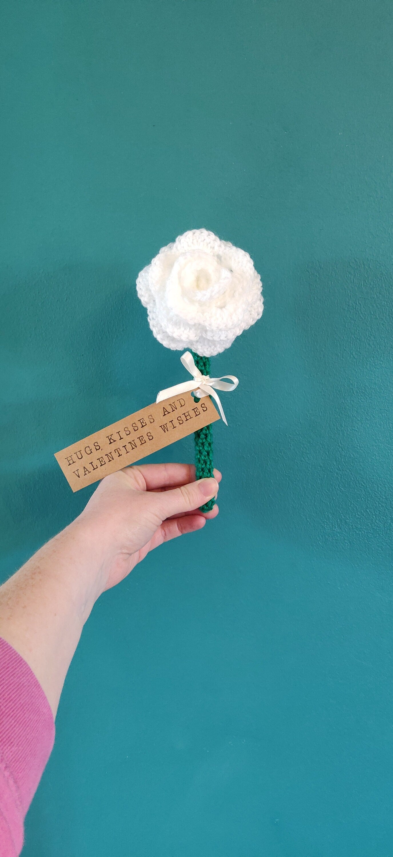 Valentine's Rose, Valentine Gift, Artificial White Rose Flower Ornament, Artificial Flowers, Romantic Gift, Personalised Valentine's Present