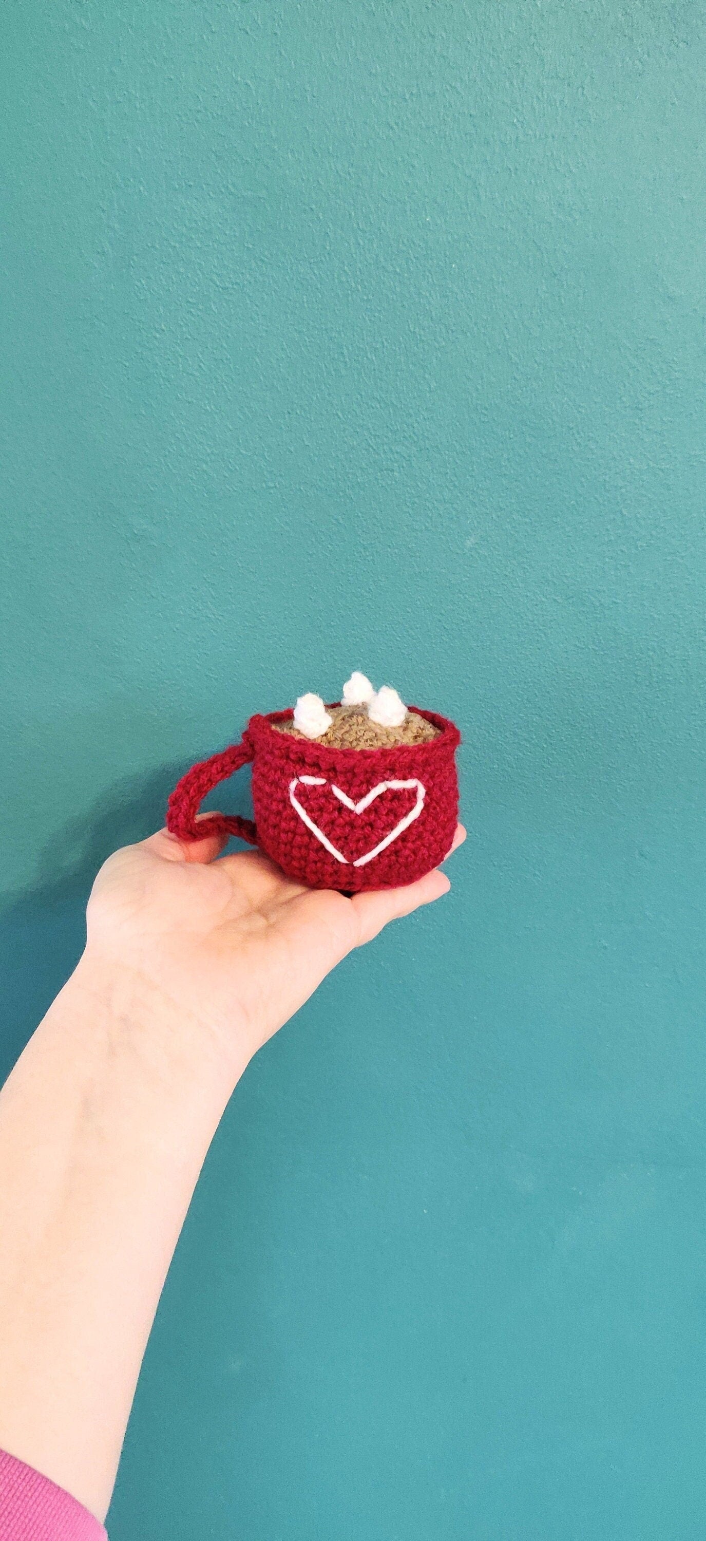 Crochet Hot Chocolate Mug, Hot Cocoa Station Decorations, Christmas Tree Decor, Chocolate Lovers Gift, Valentine's Marshmallow Mug Ornament