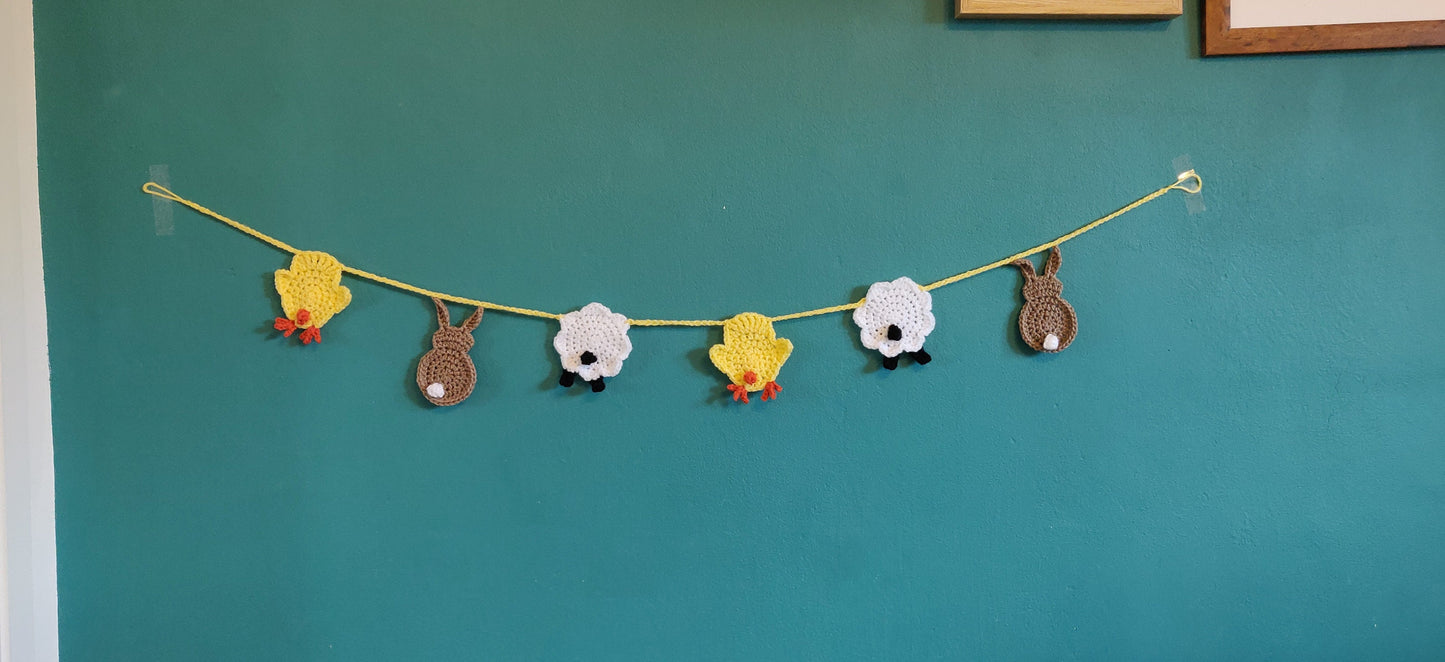 Easter Animal Bunting, Easter Decoration, Easter Garland, Farm Animal Decor, Easter Gift, Easter Bunny, Easter Crochet, Nursery Bunting