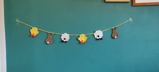 Easter Animal Bunting, Easter Decoration, Easter Garland, Farm Animal Decor, Easter Gift, Easter Bunny, Easter Crochet, Nursery Bunting